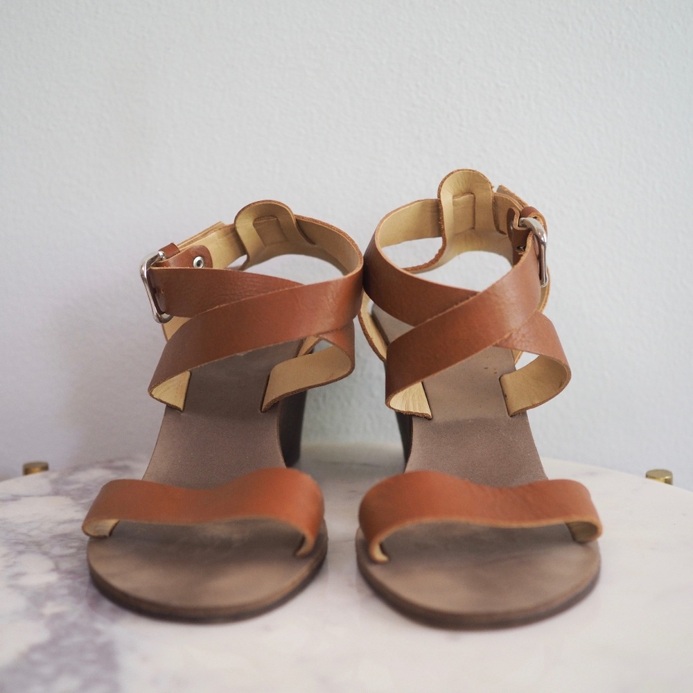 Aldo Brown Leather Wedge Sandals